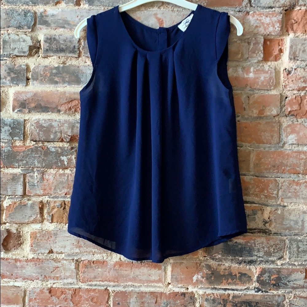 Dark Blue Sleeveless Blouse